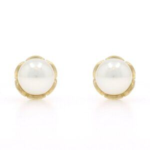 Slane & Slane Pearl Stud Earrings - Yellow Gold 18k Pierced